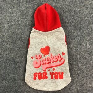 Vibrant Life Dog Hoodie Sweatshirt XS Gray Solid with graphic print Casual